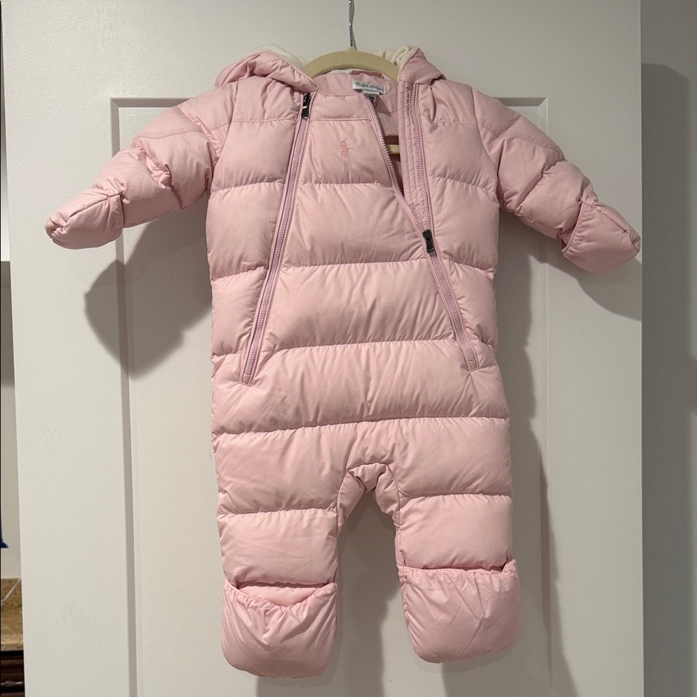 Ralph Lauren Pink Hooded Puffer Snowsuit